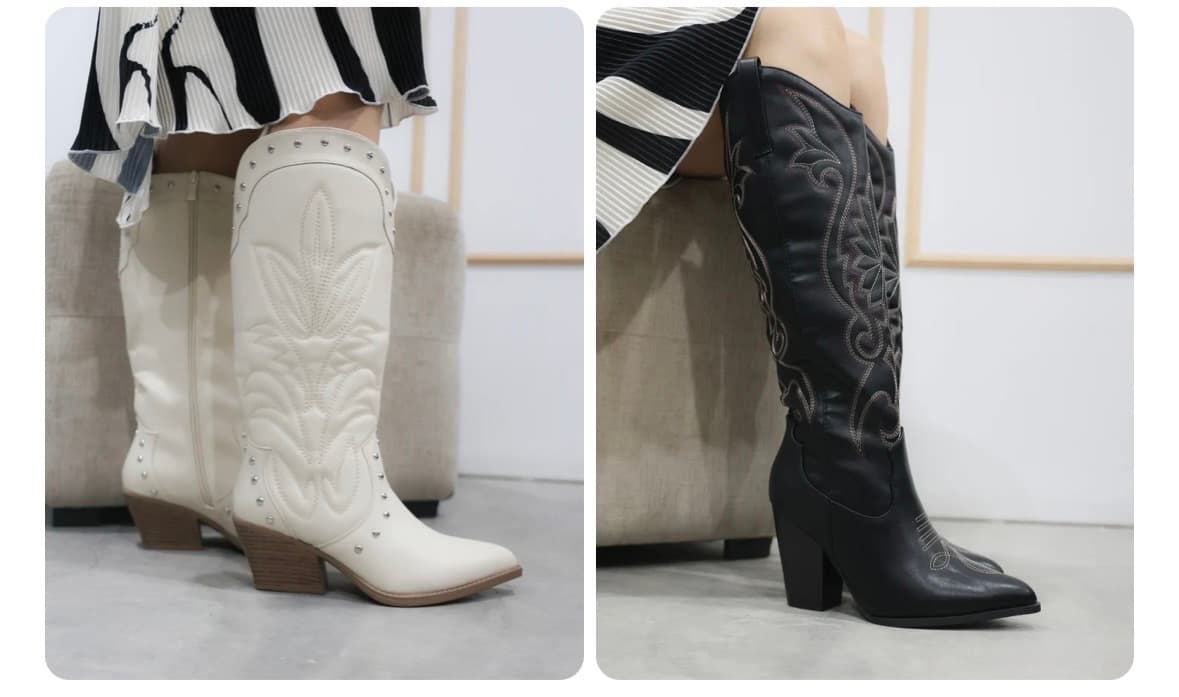 Botas vaqueras altas con tacón cuadrado